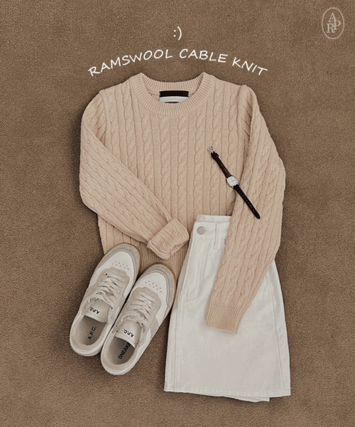 엘린 램스울 케이블니트(wool 10%) - 12color